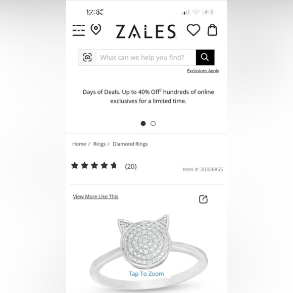 Diamond sterling silver zales cat ring - Picture 3 of 4